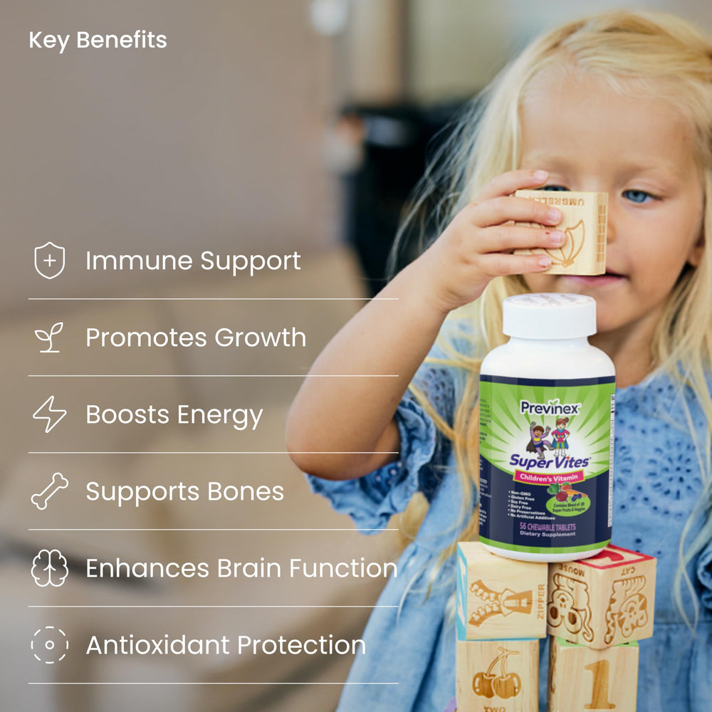 Previnex Super Vites gluten-free, soy-free, dairy-free label