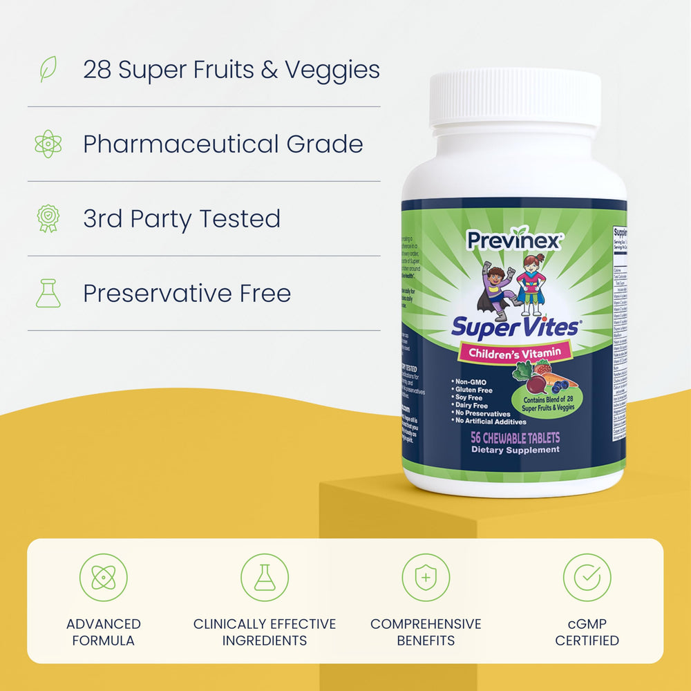 Previnex Super Vites organic fruits & veggies ingredients—natural nutrition for kids