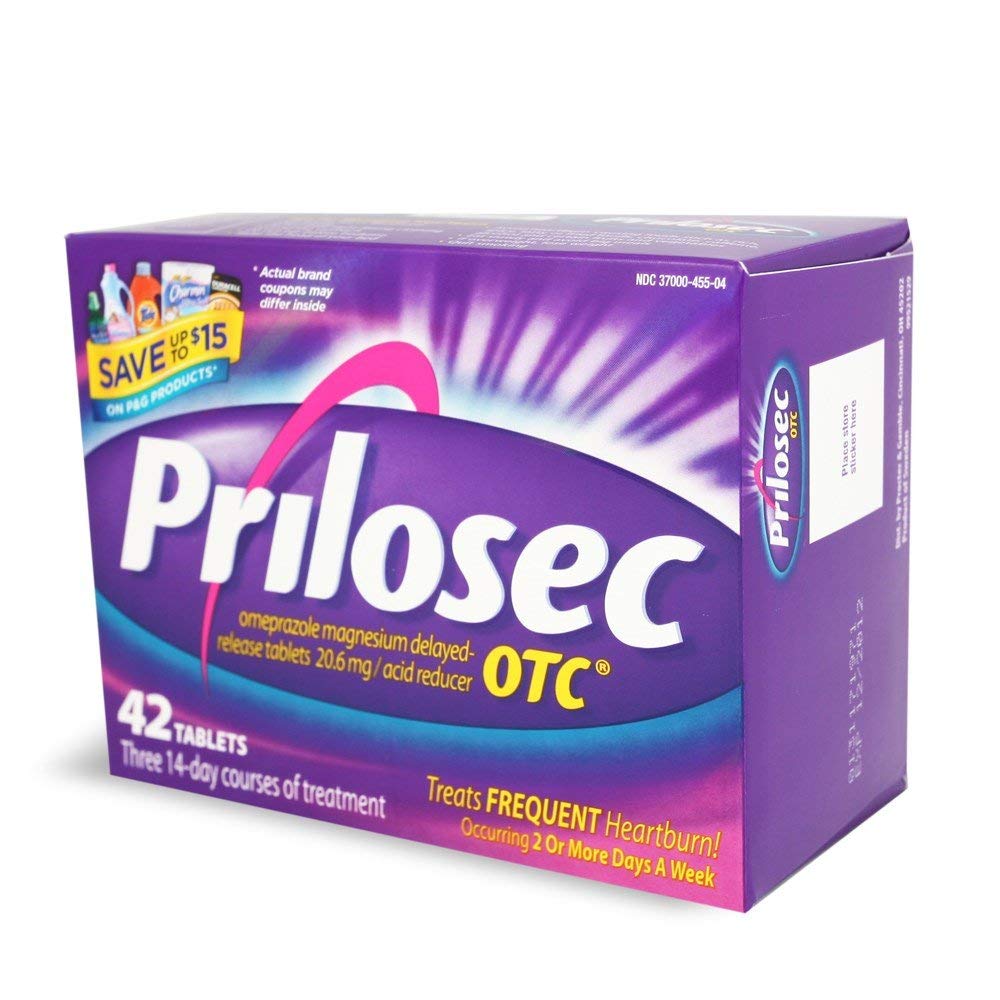 Prilosec OTC 20.6 mg tablets in a pack of 3 offer potential 24-hour heartburn support.