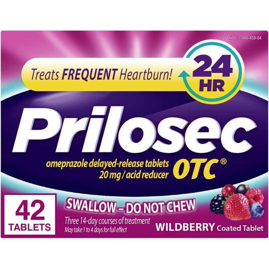Prilosec OTC Wildberry bottle front view for on the go relief
