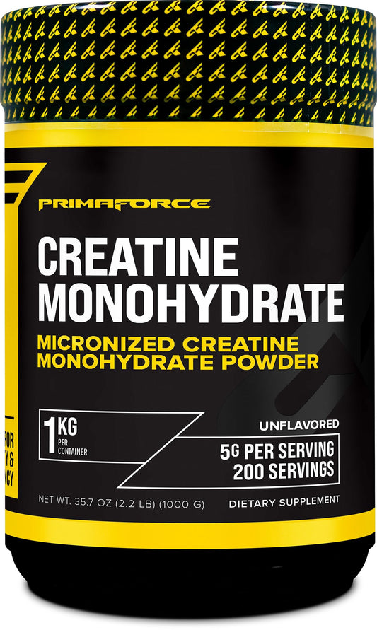 Primaforce Creatine Micronized powder bottle for easy daily supplementation