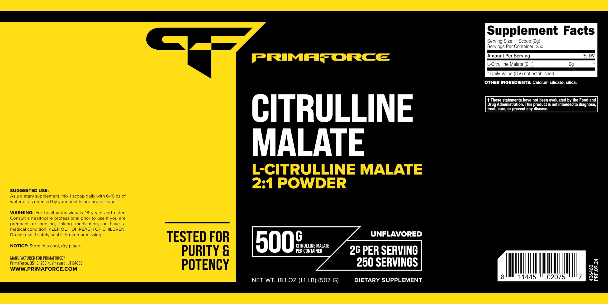 PrimaForce L-Citrulline Malate powder lid opens for easy dosing.