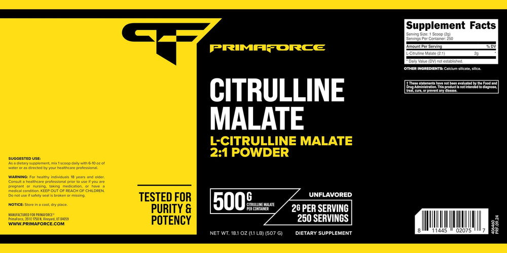 PrimaForce L-Citrulline Malate powder lid opens for easy dosing.