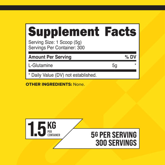 Serving scoop of Primaforce L-Glutamine added to a glass of water.
