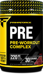 Primaforce Pre-Workout Complex grape bottle delivers focused training energy.
