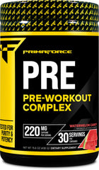 Primaforce Pre-Workout Watermelon Candy powder for quick energy during workouts.