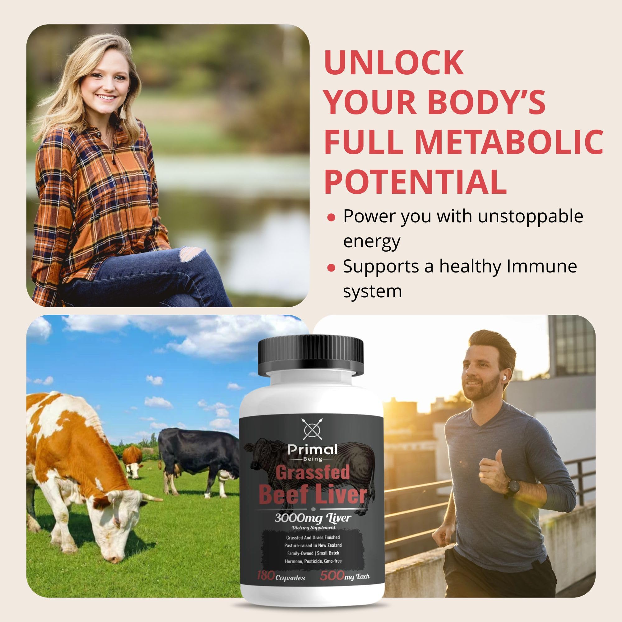Primal Being energy and wellness focus with liver capsules on display.