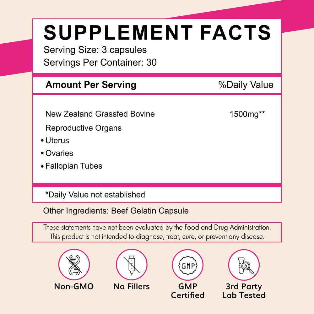 Primal Being Grassfed Female Vitality capsules close-up for convenient daily energy.