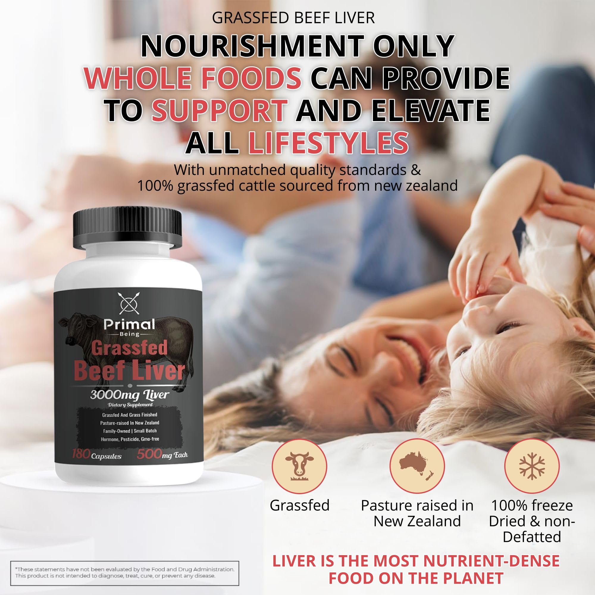 Primal Being kitchen scene, suggesting easy daily supplement routine.