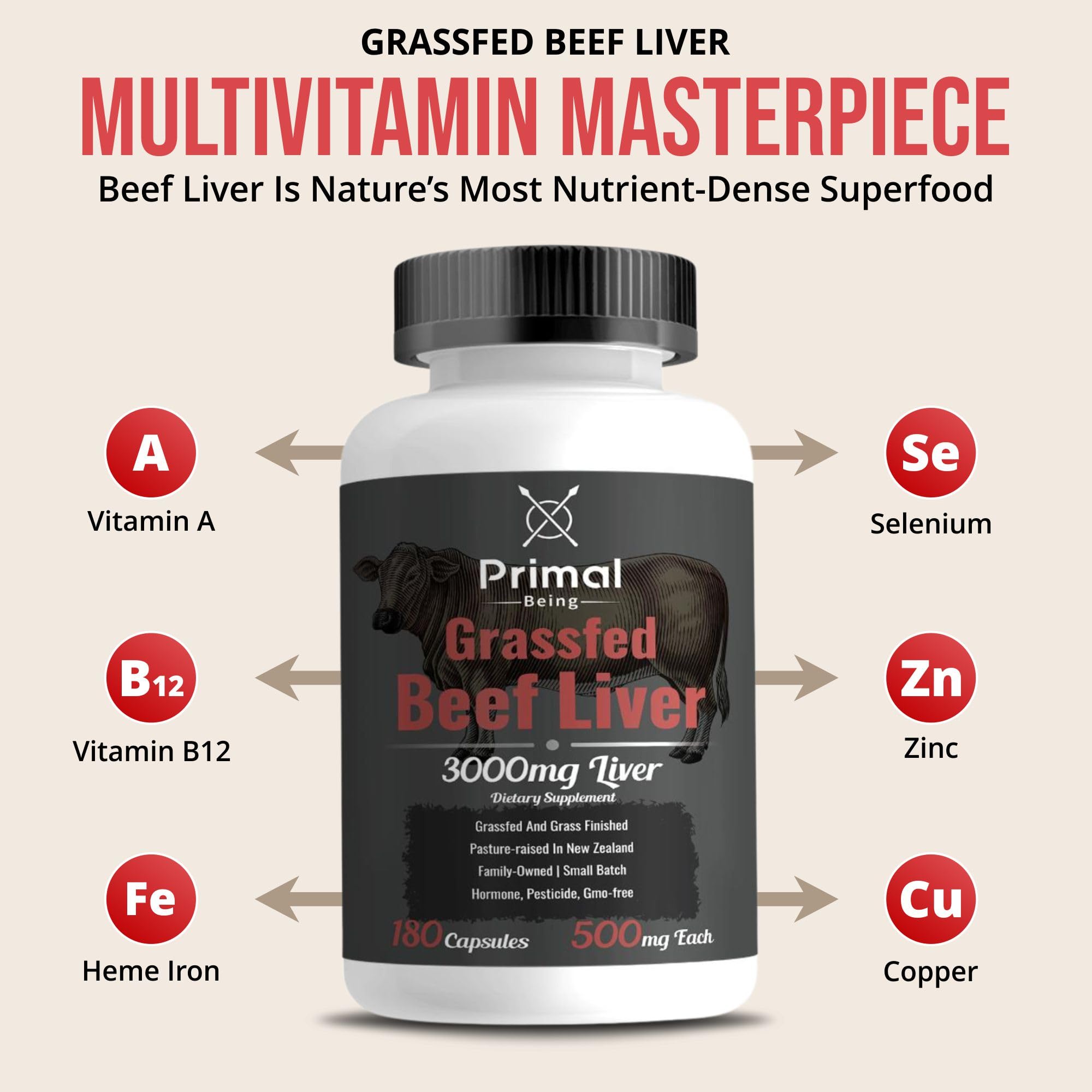 Primal Being New Zealand pasture-raised cattle grazing, illustrating premium sourcing and purity.