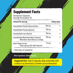 PRIMAL FURY capsules close-up showing the six-organ blend.