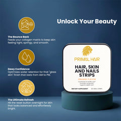 PRIMAL HAIR Strips dissolving on tongue for quick, water-free intake.
