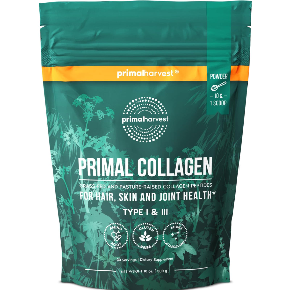 Primal Harvest Collagen Powder bottle front with clean label for daily use
