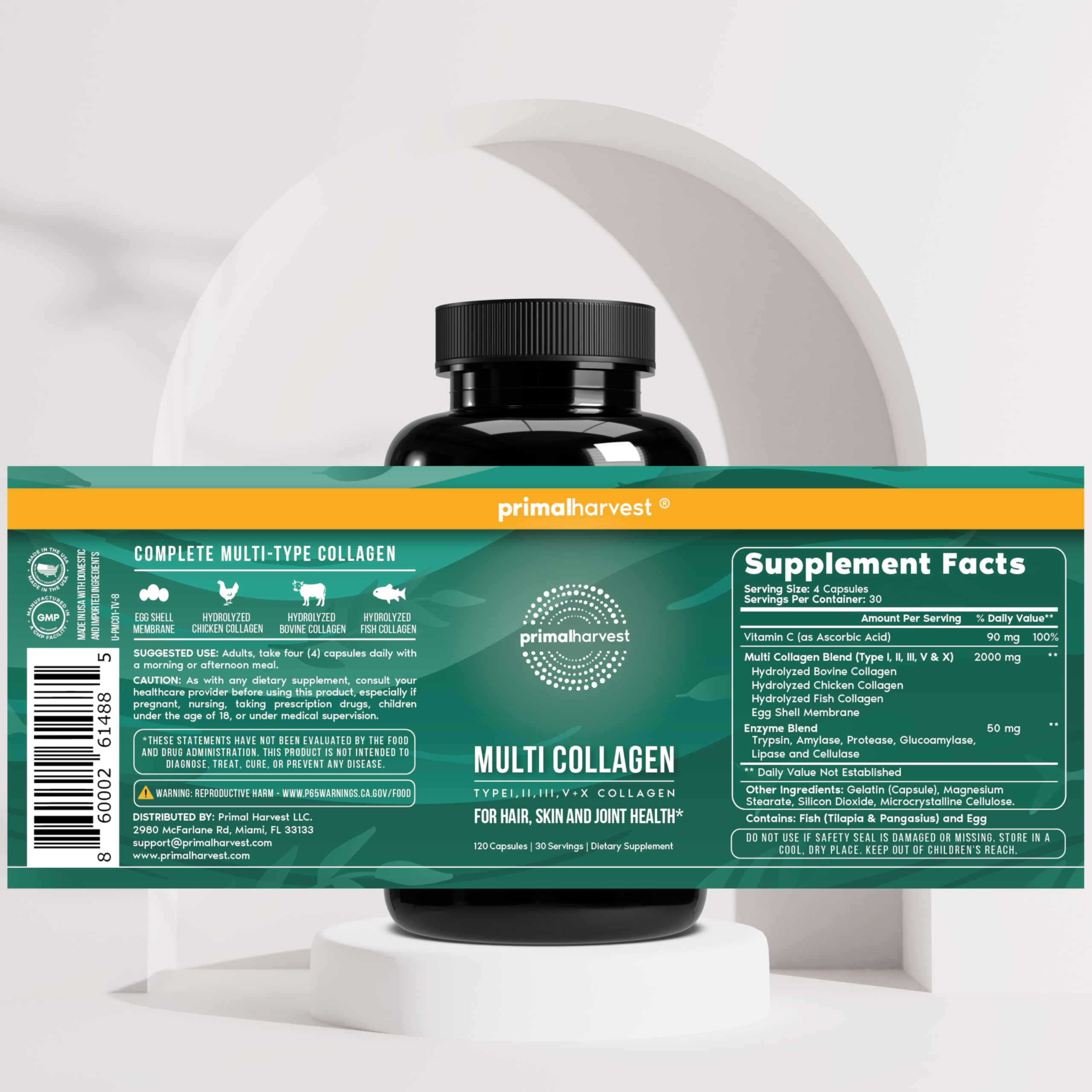 Primal Harvest daily dose of four capsules for convenient use