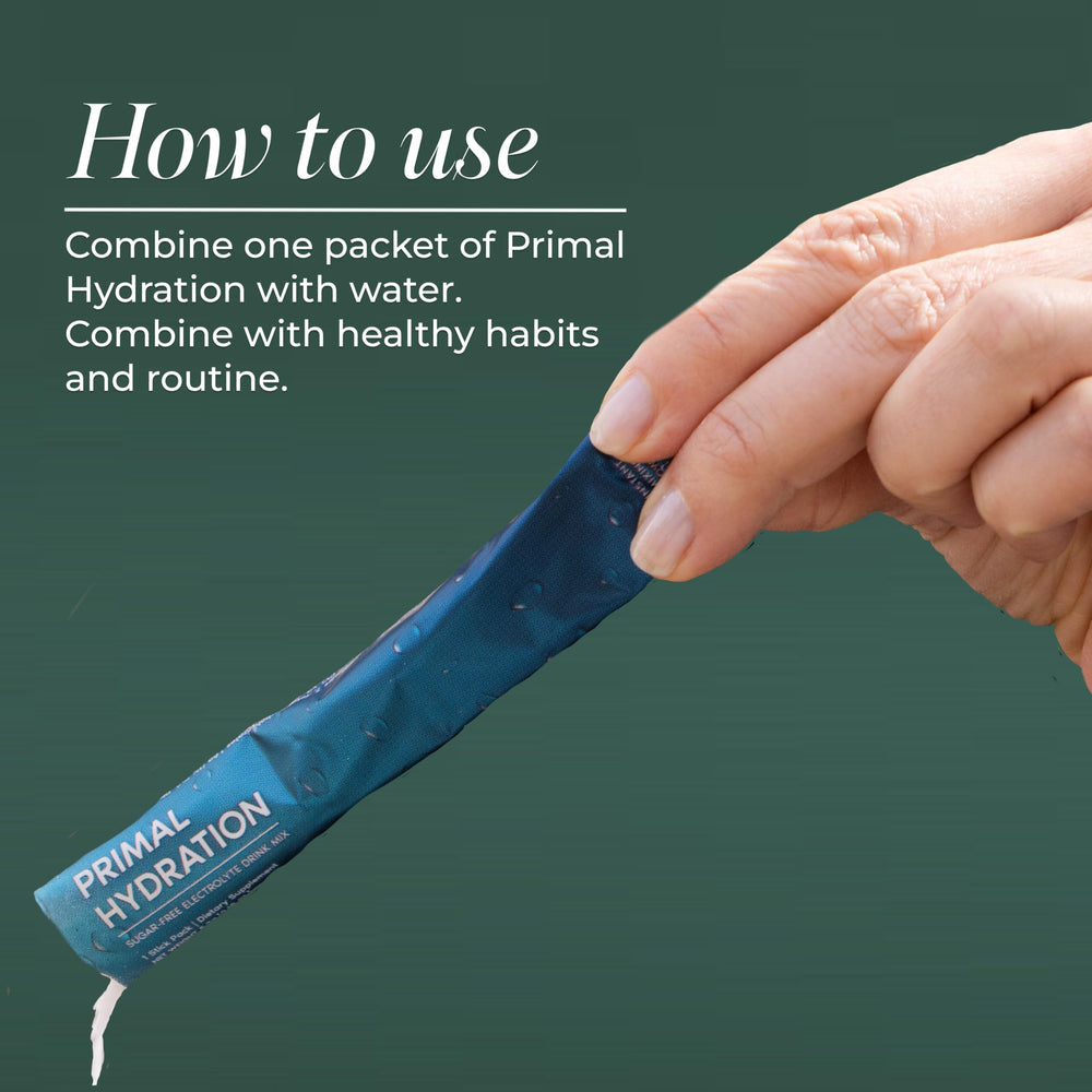 Gluten-free and dairy-free allergen label on Primal Harvest hydration powder
