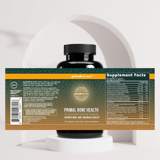 Primal Harvest joint support bottle features capsules for mobility support.