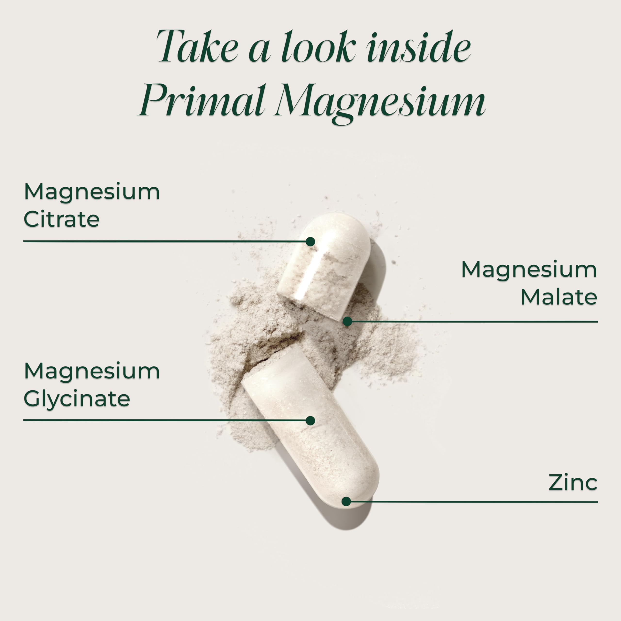 Magnesium citrate and malate capsules by Primal Harvest designed for balanced support