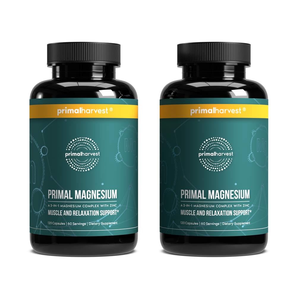 Primal Harvest magnesium complex bottle front highlighting 310 mg per capsule for daily wellness