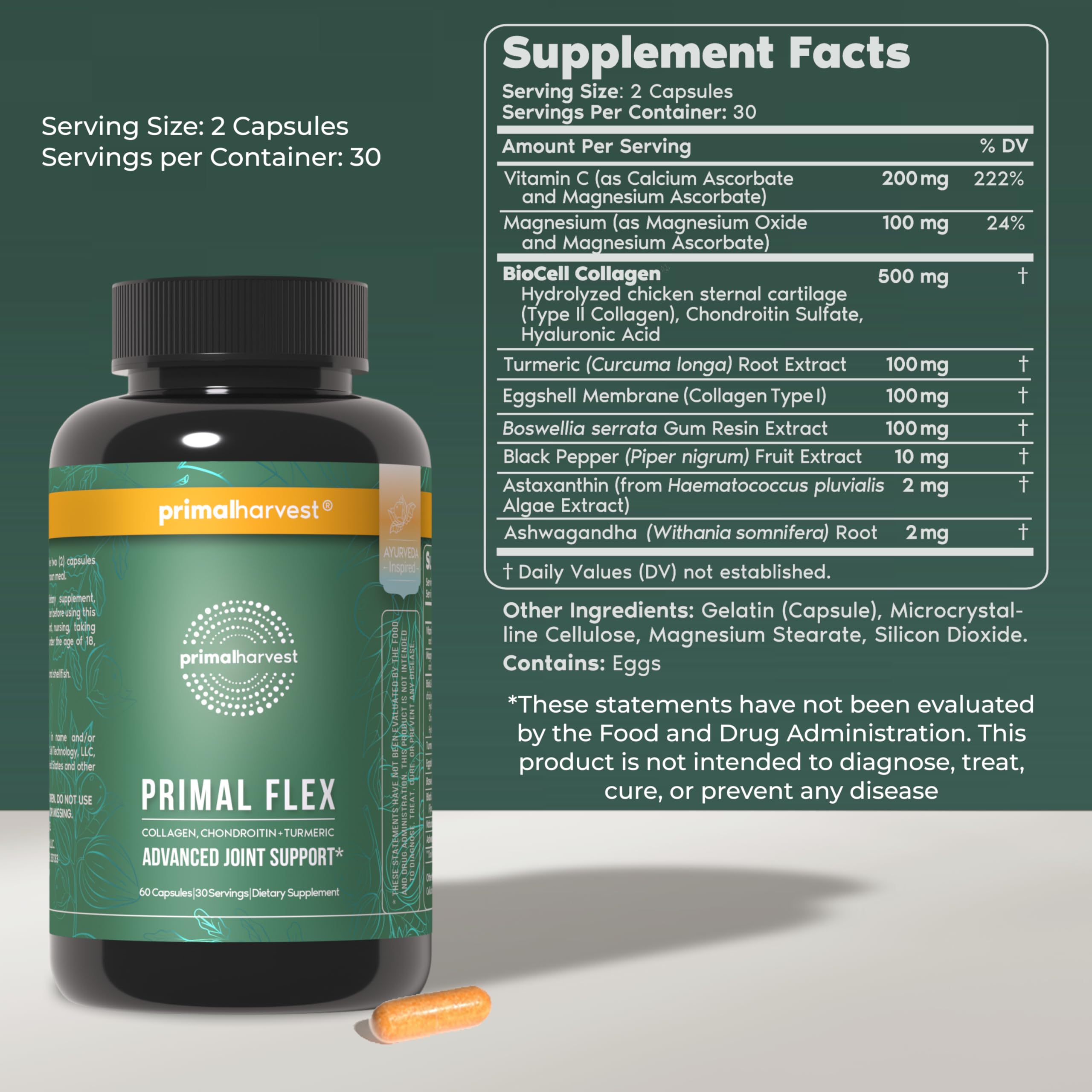 Primal Flex capsules close-up highlighting mobility support ingredients