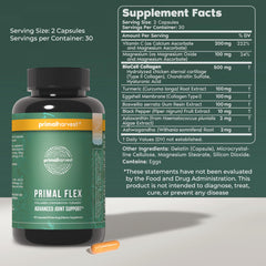Primal Flex capsules close-up highlighting mobility support ingredients