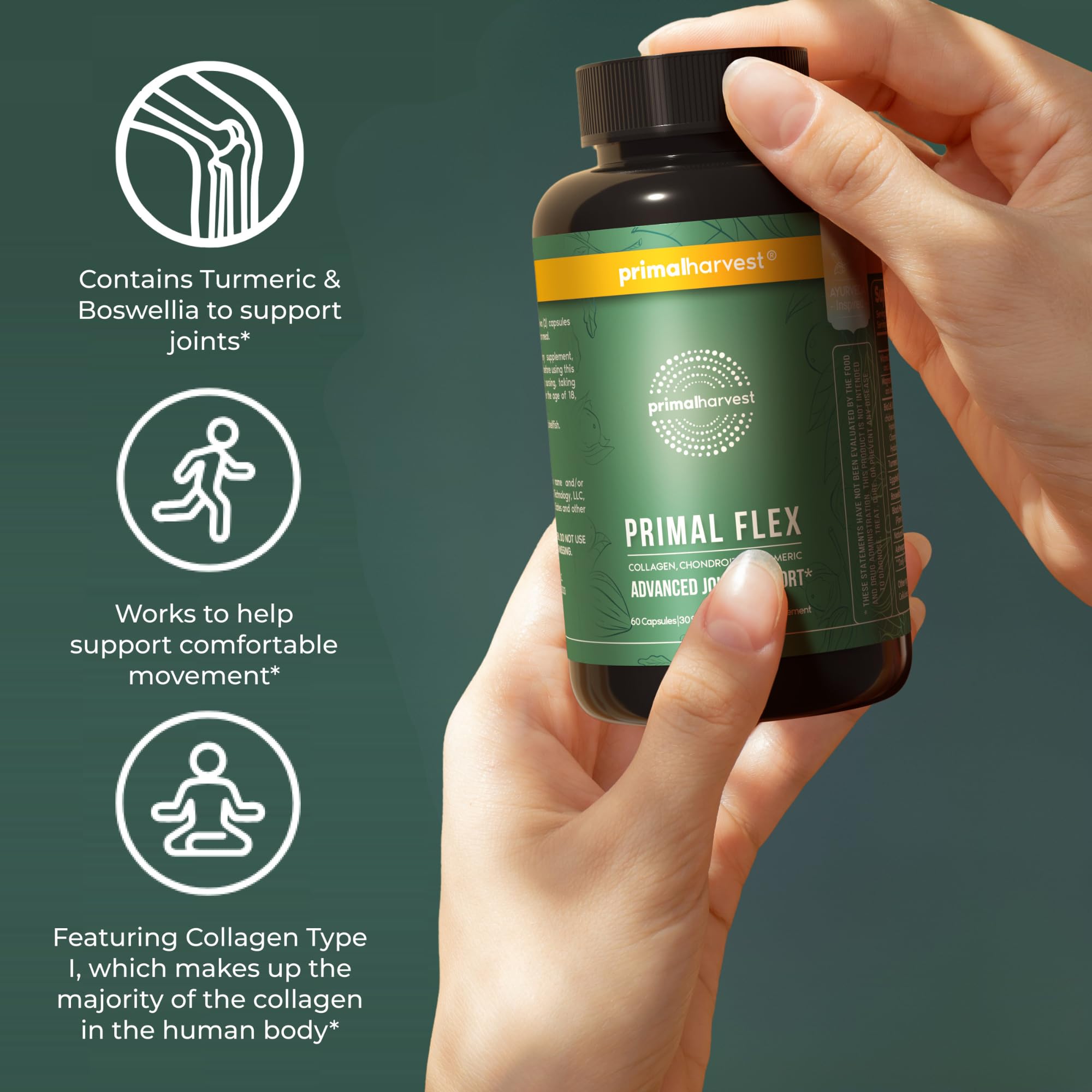Primal Harvest Primal Flex ingredients label highlights vitamin C and black pepper