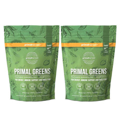 Primal Harvest Primal Greens powder tub for easy daily nutrition and energy support.