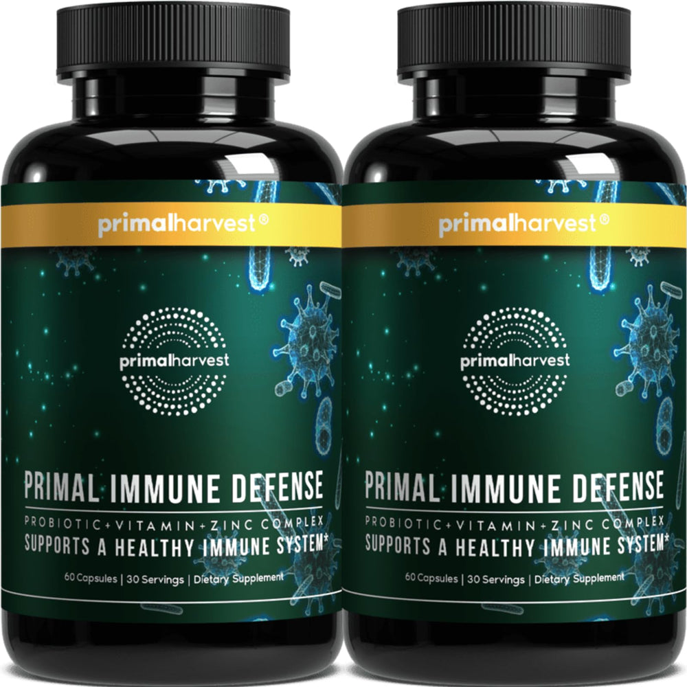 Primal Harvest Primal Immune Defense bottle front with 60 capsules for daily immune support