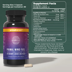 Close-up of Primal Mind Fuel capsules showing daily brain support