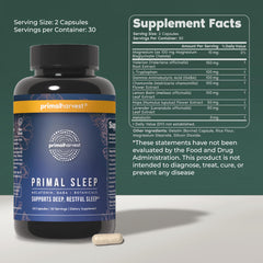Primal Sleep bottle on a bedside table for convenient nightly supplementation.