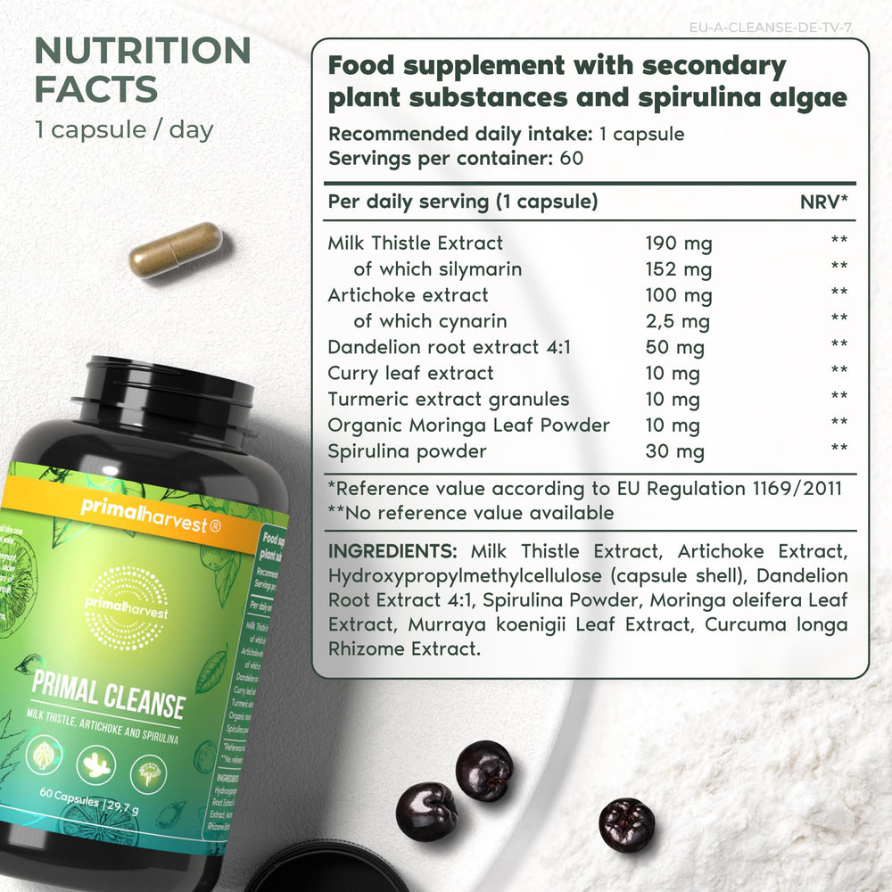 Primal Harvest Total Cleanse capsules on shelf highlight gut health support.