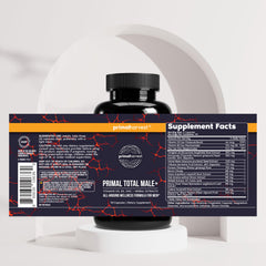 Primal Harvest Total Male+ daily dose on table suggests energy and focus