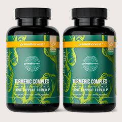 Primal Harvest turmeric complex bottle with capsules for daily joint support.