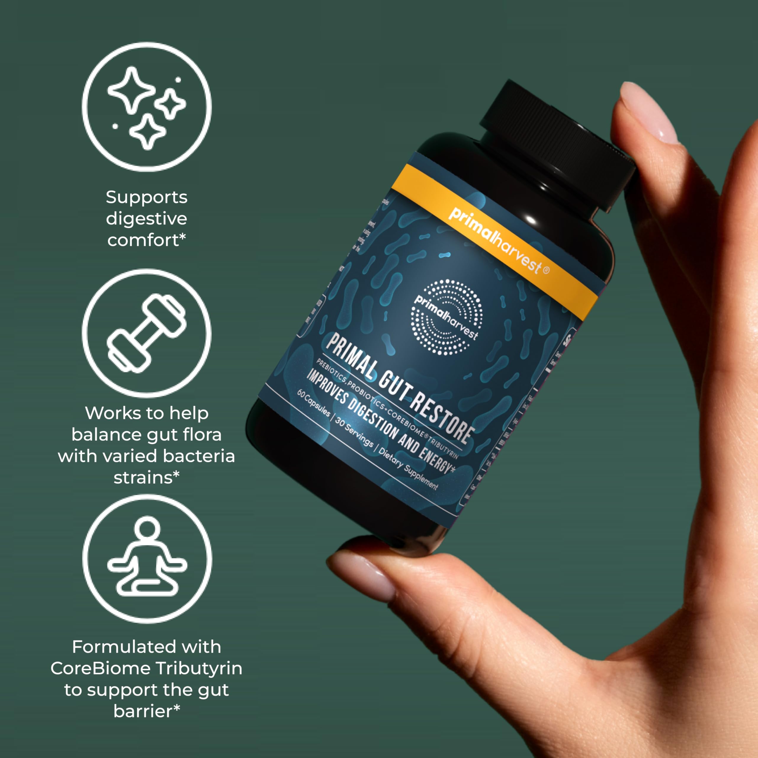 Two-pack display promotes long-lasting gut health support.