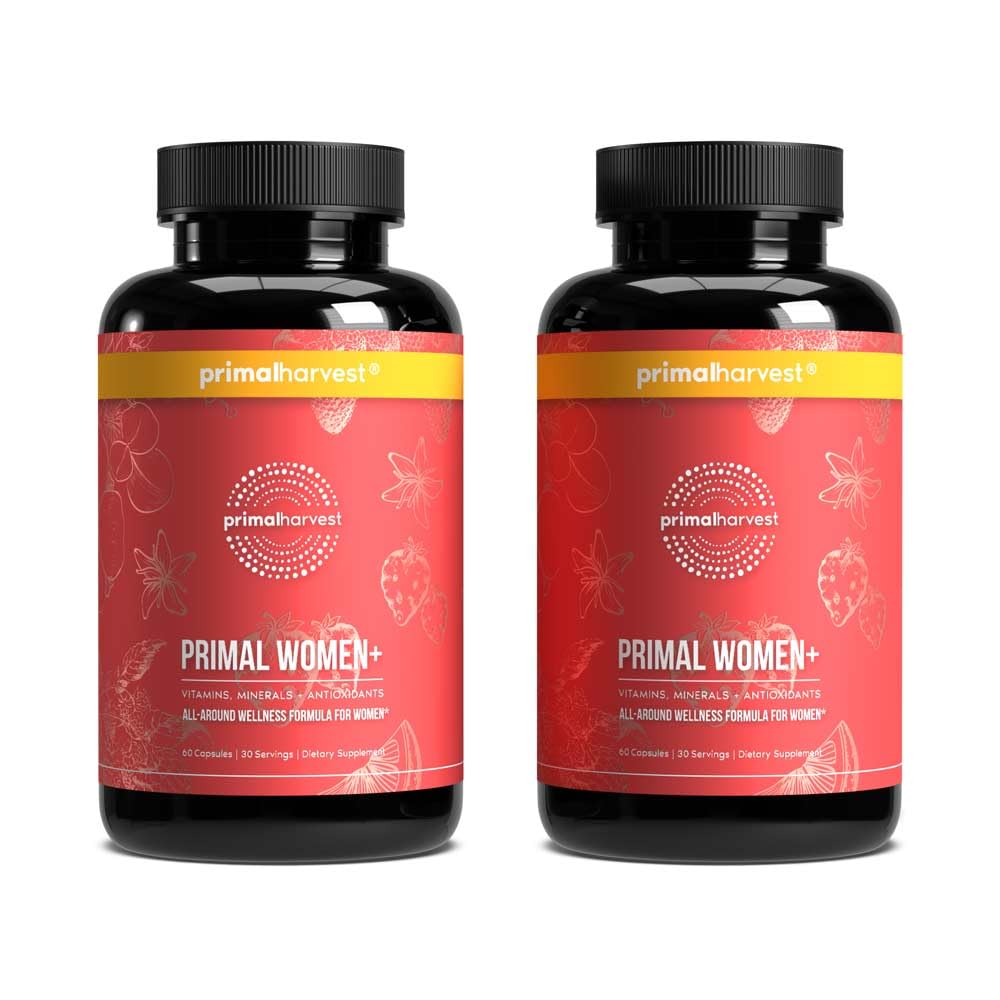 Primal Harvest women's multivitamin bottle front for daily wellness.