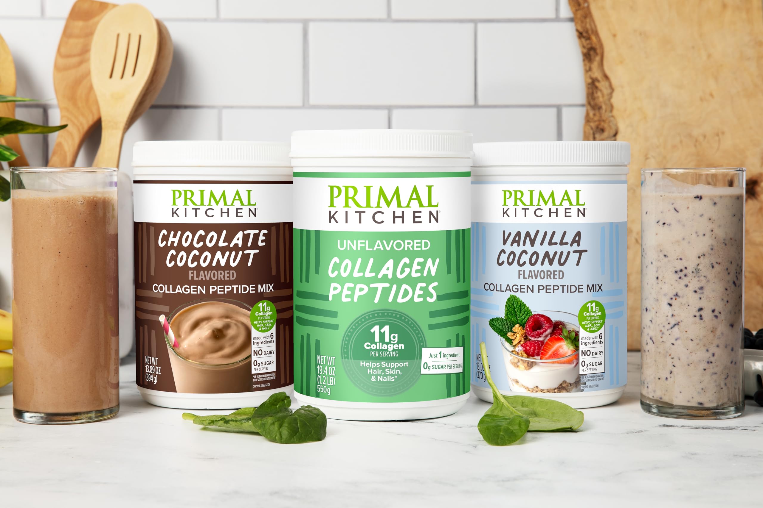 Primal Kitchen Chocolate Collagen Fuel with zero sugar, keto-friendly.