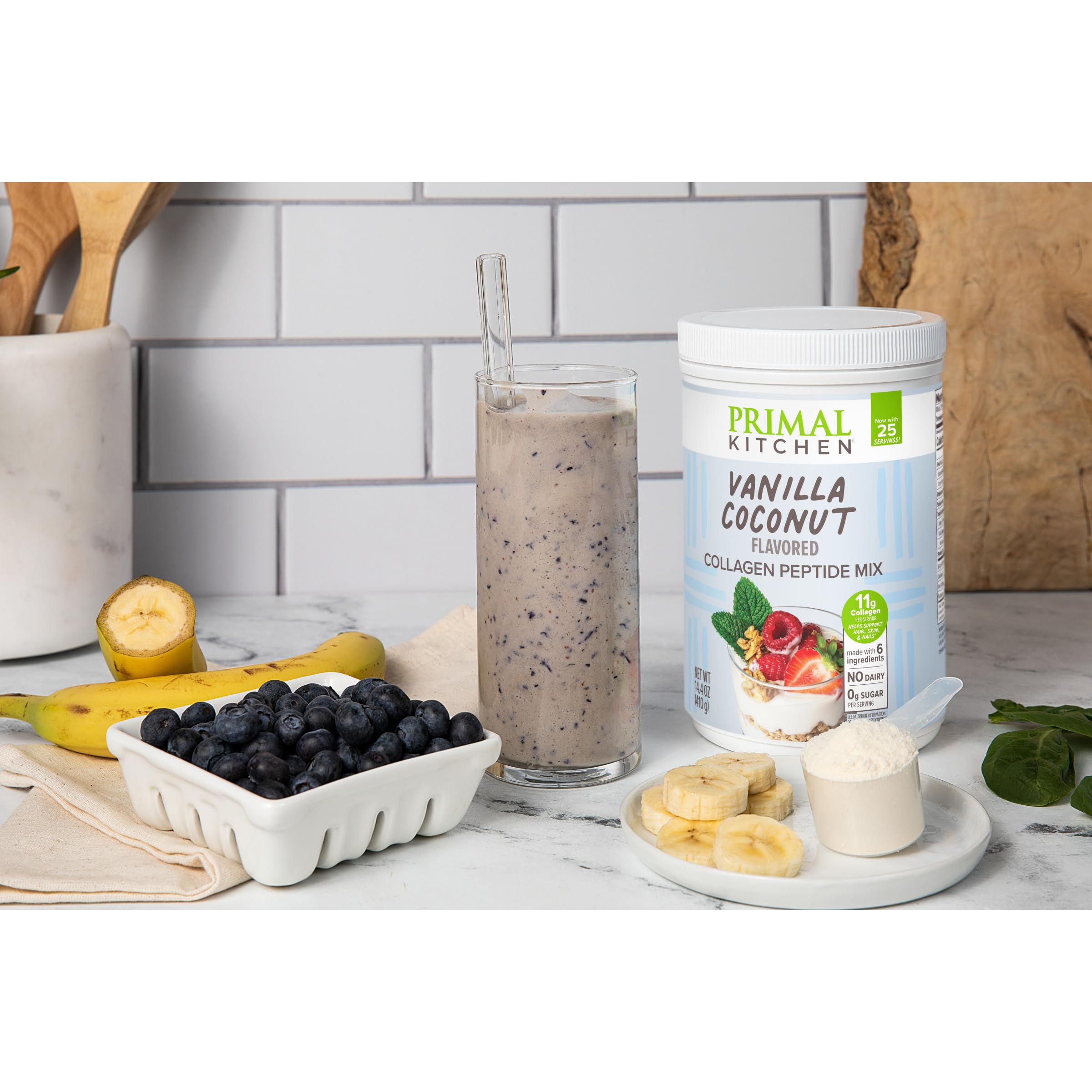 Primal Kitchen Collagen Fuel Vanilla Coconut poured into coffee for creaminess