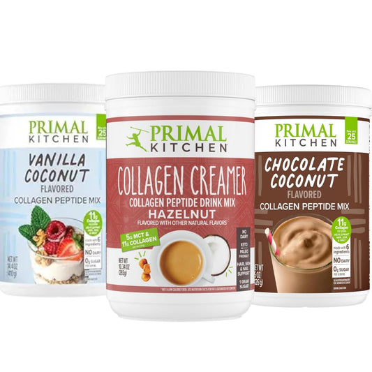 Primal Kitchen collagen vanilla coconut powder tub ready for daily mixing in beverages.