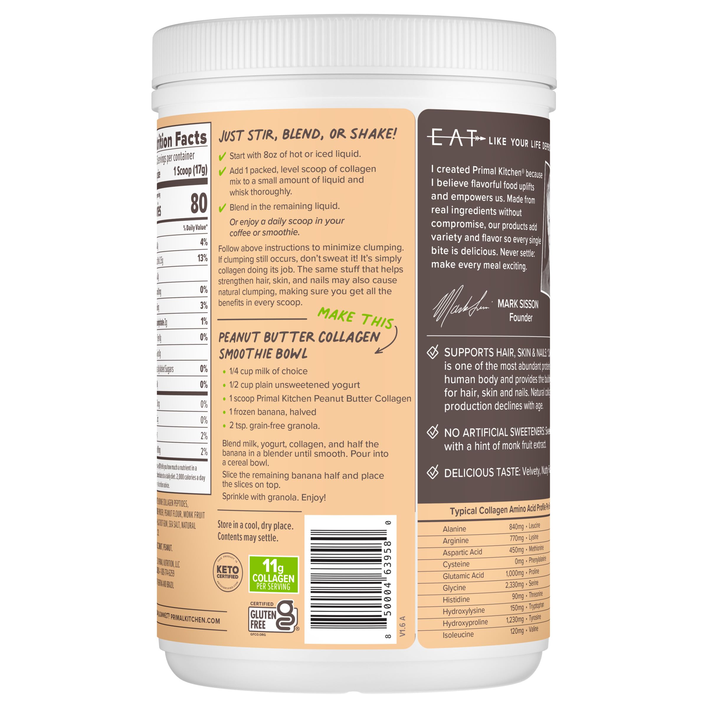 Primal Kitchen Collagen Fuel Drink ingredients closeup featuring coconut milk powder.