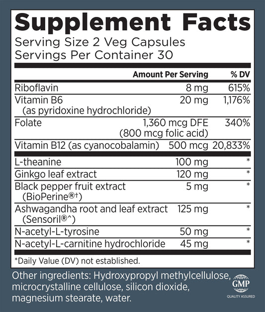 CogniForce bottle side view emphasizing convenient daily use with 60 capsules.
