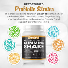 Close-up of Smash-It vanilla powder with gluten-free label and clean ingredients