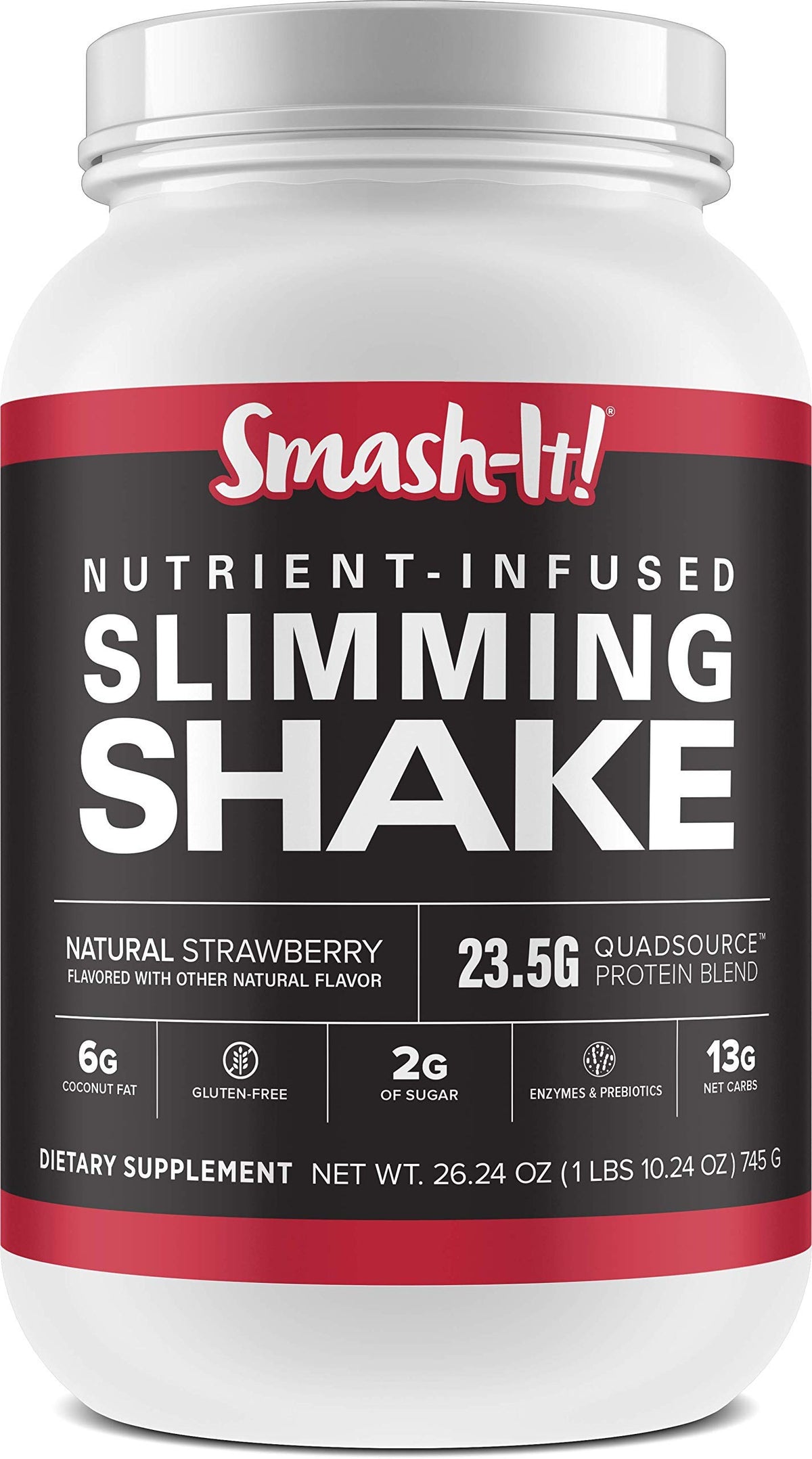 Primal Labs Smash-It tub front label with strawberry flavor and keto-friendly protein.