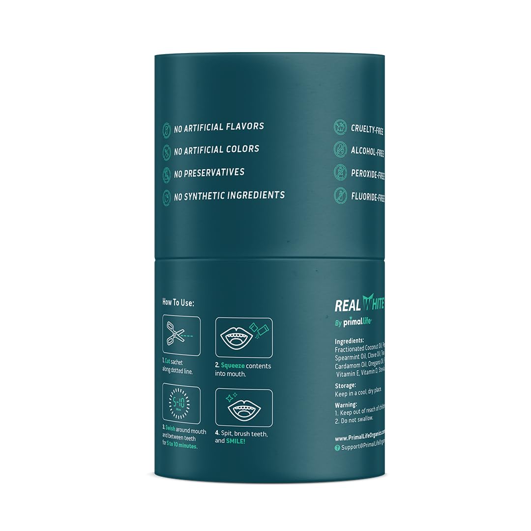 Vitamin-enriched Real White Pulling Oil supports a brighter smile