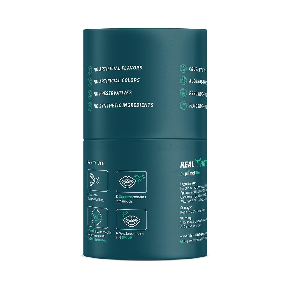 Vitamin-enriched Real White Pulling Oil supports a brighter smile