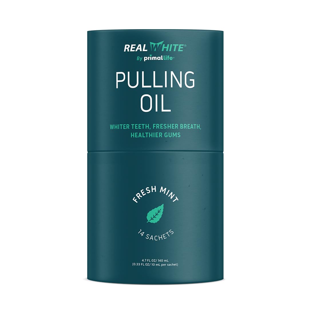 Primal Life Organics Real White Pulling Oil sachets for convenient pre-brush care