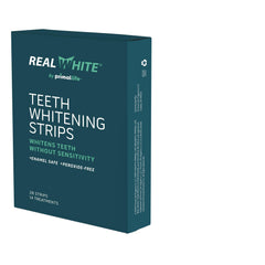 Primal Life Organics Real White Strips box, easy at-home whitening kit.