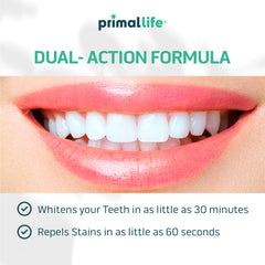 Primal Life Organics Real White Teeth Whitening Pens application guidance with two thin layers