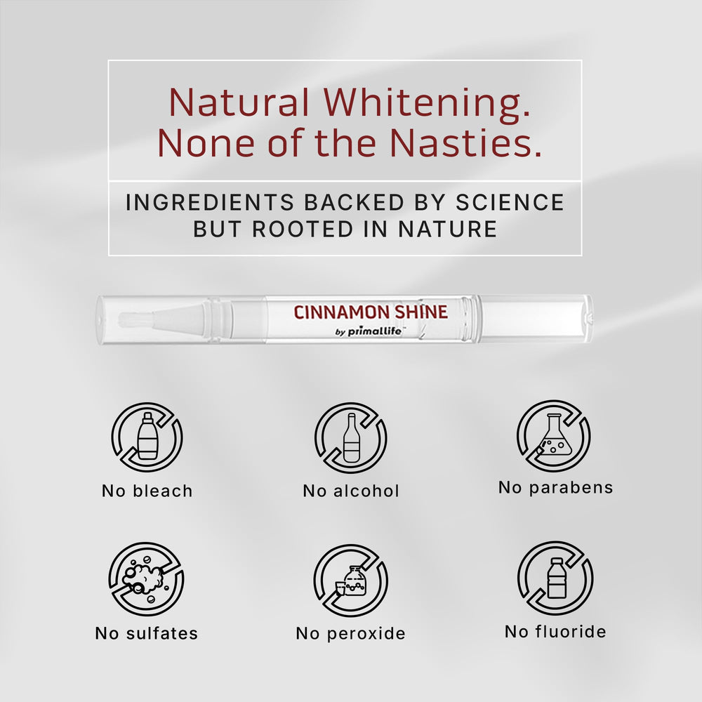 Primal Life Organics Real White Teeth Whitening Pen cinnamon 30-minute wait for whitening
