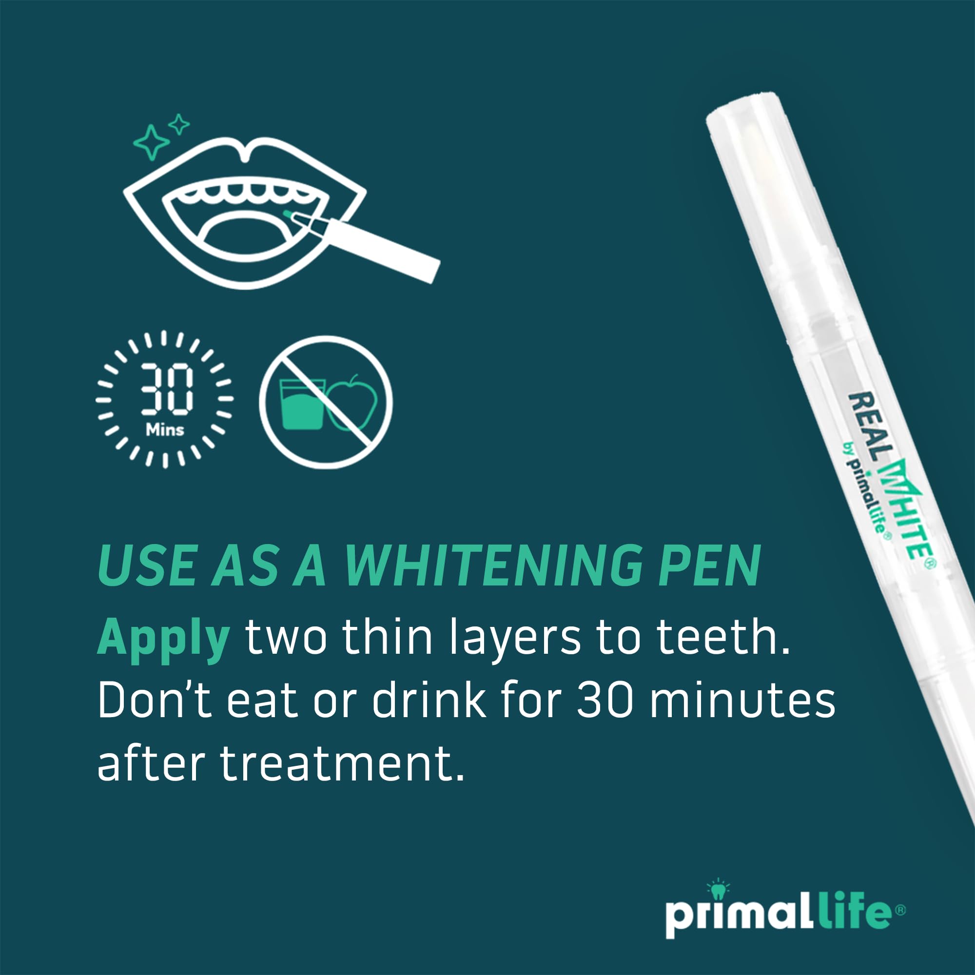 Primal Life Organics Real White Teeth Whitening Pens 3-pack for home and travel value