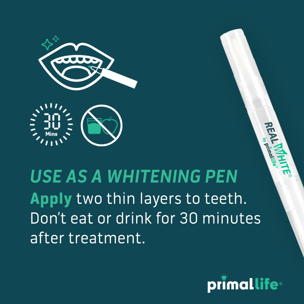 Primal Life Organics Real White Teeth Whitening Pens 3-pack for home and travel value