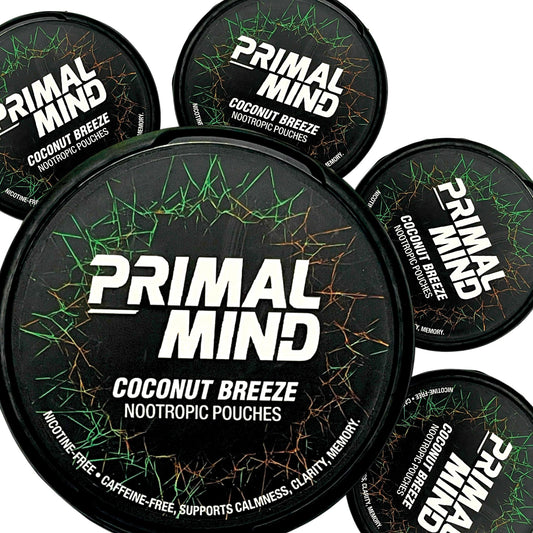 Primal Prelude Coconut Breeze can label for quick flavor recognition.